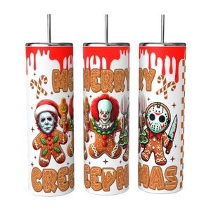 Horror Christmas Themed 20oz sublimated Tumblers Stainless Steel